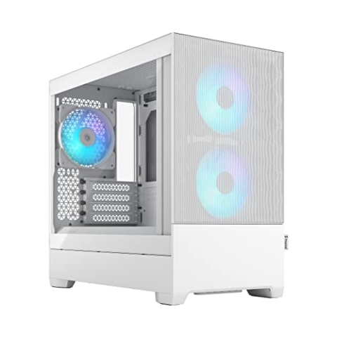 Fractal Design Pop Mini Air RGB White Core - Tempered Glass Clear Tint - Honeycomb Mesh Front – TG Side Panel - Three 120 mm Aspect 12 RGB Fans Included – mATX High Airflow PC Gaming Case