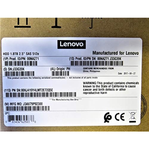 Lenovo 00NA272 Festplatte 1800 GB SAS – Festplatten (2,5 Zoll, 1800 GB, 15000 U/min, SAS, Festplatte)