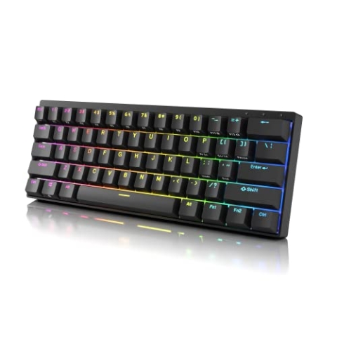 DURGOD Venus 60% RGB RGB Mechanische Gaming-Tastatur | 60% Layout ANSI US Großbritannien | Aluminiumgehäuse | Double Shot PBT Cherry Profile (Gateron Blue, Schwarz)