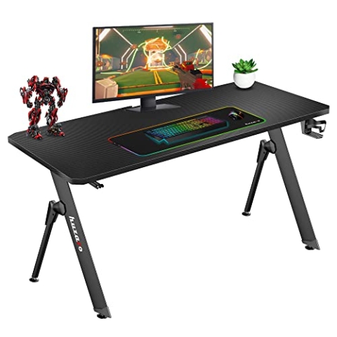 huzaro Hero 2.8 Eckschreibtisch Gaming Schreib Computer Arbeits Tisch Bürotisch | Homeoffice Arbeitszimmer Büro Gamer |Grosse XXL Carbon Tischplatte | Cable Clips | 140 x 60 | Schwarz