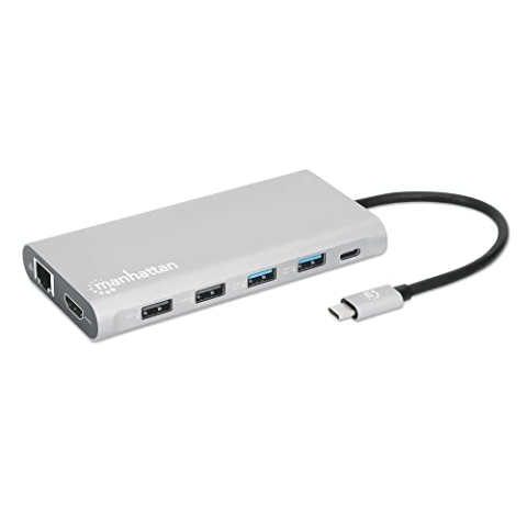 Manhattan USB-C PD 12-in-1-Dockingstation mit MST für DREI HDMI-Monitore