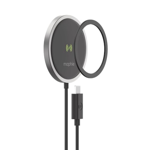 Mophie ZAGG Snap + Wireless Charging Pad – EIN kabelloses Ladegerät, das MagSafe-Laden unterstützt – Android 15 W, iOS 7,5 W (schwarz)