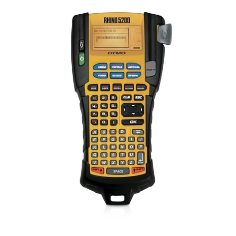 DYMO Rhino 5200 Wärmeübertragung 180 x 180DPI - Etikettendrucker (Wärmeübertragung, 180 x 180 DPI, 10 mm/sek, 100 Etikett(en), 1,9 cm, 6, 9, 12, 19), gelb/schwarz