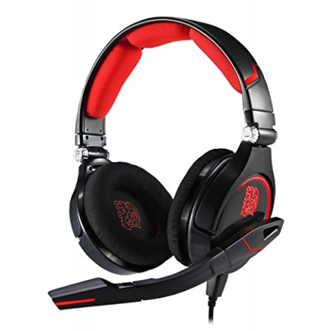 Thermaltake HT-CRO008ECBL Cronos Gaming Stereo Over-Ear-Kopfhörer (114dB, 3,5mm Klinkenstecker, USB)