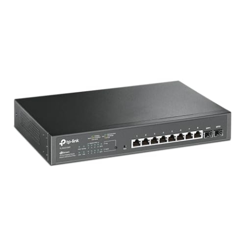 TP-Link TL-SG2210MP 8 Port Gigabit Smart PoE Switch mit 2 SFP-Slots, 8 PoE+ Ports mit einer Gesamtleistung von bis zu150 W, Omada-SDN integriert