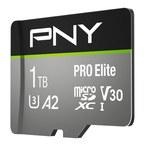 PNY PRO Elite microSDXC Speicherkarte 512GB + SD-Adapter, bis zu 100MB/s Lesegeschwindigkeit, bis zu 90MB/s Schreibgeschwindigkeit, Klasse 10 UHS-I, U3, A2 App Performance, V30 für 4K-Video