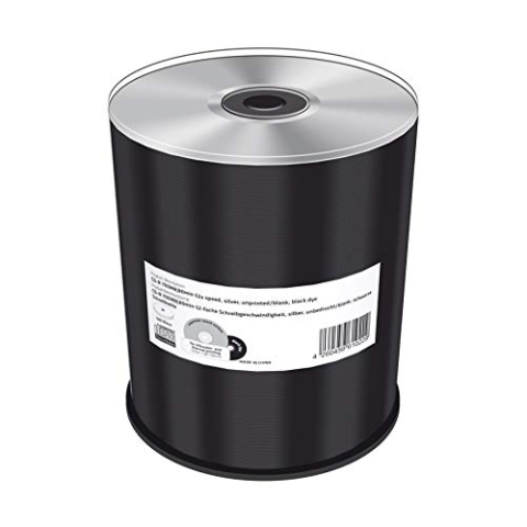 CD-R 700MB|80min 52-fache Schreibgeschwindigkeit, silber, unbedruckt/blank, schwarze Schreibseite, 100er Cakebox