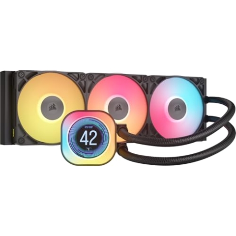 CORSAIR iCUE LINK Titan 360 RX LCD CPU-Flüssigkeitskühler – 360mm AIO – FlowDrive-Kühl-Engine – Intel LGA 1851/1700, AMD AM5/AM4 – 3X RX120 RGB-Lüfter – iCUE LINK-System-Hub Inbegriffen – Schwarz