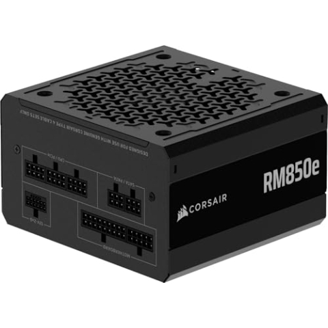 CORSAIR RM850e (2025) Modulares, geräuscharmes ATX-Netzteil mit 12V-2x6-Kabel - ATX 3.1- und PCIe 5.1-kompatibel, Cybenetics Gold-Effizienz, 105°C-Kondensatoren, moderner Standby-Modus - Schwarz
