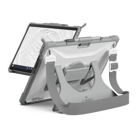 URBAN ARMOR GEAR Plasma Healthcare Case Microsoft Surface Pro 11 / Pro 9 Hülle [Designed for Surface, Type Cover kompatibel, Surface Pen Halterung, Drehbare Handschlaufe, Schultergurt] weiß/grau