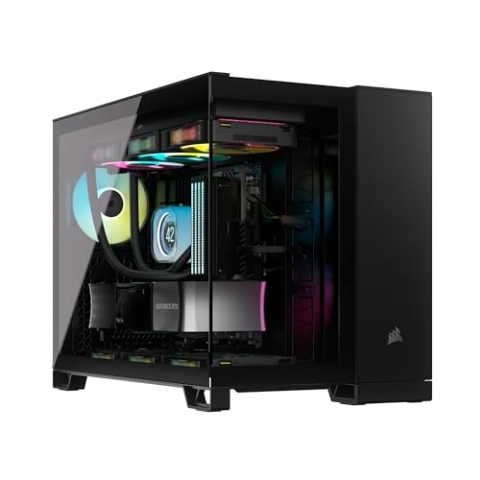 CORSAIR iCUE Link 2500X RGB gehärtetes Glas mATX Mid-Tower Dual Chamber PC Gehäuse - 2X CORSAIR RX120 RGB Lüfter im Lieferumfang enthalten - Breite Kühlflexibilität - Reverse Connection Motherboard