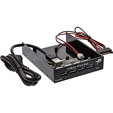 InLine 33395B USB 3.0 Hub, 4-fach für den 8,89cm (3,5") Schacht, schwarz