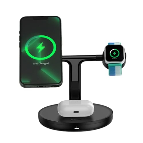 Baseus Wireless Charger Swan Stand 3-in-1 Magnetic Charger with TypeC Cable 15W, 1m Black (WXTE000101)