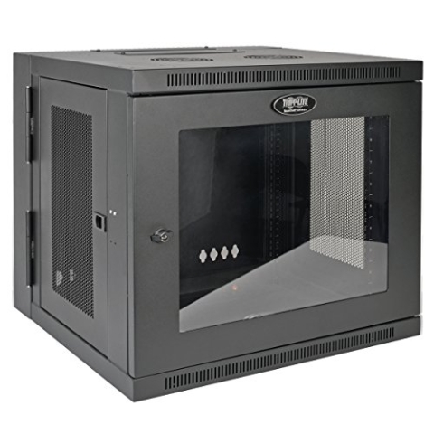 Tripp Lite by Eaton SmartRack 10U Wandgehäuse mit geringer Bautiefe für Switch-Tiefe, mit durchsichtigem Acrylfenster und schwenkbarer Rückseite (Schwarz) (SRW10USG)