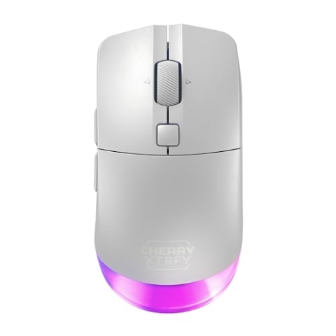CHERRY XTRFY M50 Wireless, Kabellose Gaming-Maus, Verbindung über 2.4 GHz Funk, Bluetooth & Kabel, Ergonomische Form, RGB-Beleuchtung, Wiederaufladbar, Weiß