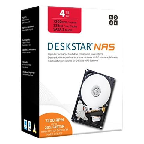 HGST Festplatte, 3,5-Zoll, 4 TB, 7200 U/min, 128 MB Cache, SATA 3, für NAS-Systeme geeignet, silberfarben