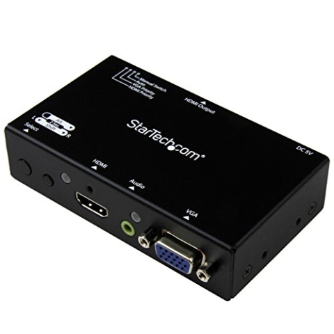 StarTech.com 2 Port VGA + HMDI auf HDMI Konverter Switch / Verteiler mit Vorrangsschaltung - Multiformat HDMI/VGA Auto Umschalter 1080p