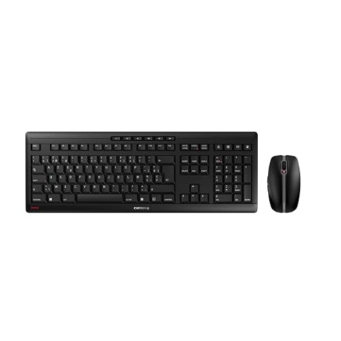 CHERRY STREAM DESKTOP, Kabelloses Tastatur- und Maus-Set, Belgisches Layout (AZERTY), 2,4 GHz Funk, Leiser Tastenanschlag, Batteriebetrieben, Schwarz