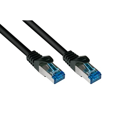 Good Connections® SmartFLEX Cat.6A Patchkabel - 20 m - Hochflexibles kurzes 10-GIGABIT PREMIUM-Ethernetkabel KUPFERLEITER / CU - Rastnasenschutz - S/FTP PiMF - halogenfrei (LSZH) - 500MHz - SCHWARZ