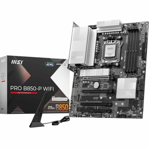 MSI PRO B850-P WiFi Mainboard, ATX - Unterstützt AMD Ryzen 9000/8000 / 7000 Prozessoren, AM5 - DDR5 Memory Boost (8200+ MT/s OC), PCIe 5.0 x16 & 4.0 x16, M.2 Gen5, Wi-Fi 7, 5G LAN
