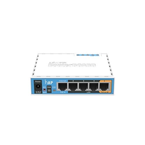Mikrotik hAP weiß Ethernet-Verbindung, unterstützt Stromversorgung über diesen Port (PoE).