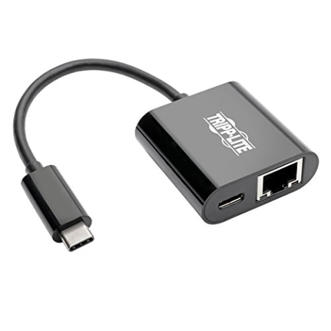Tripp Lite U436-06N-GB-C Tripp Lite USB-C-zu-Gigabit-Netzwerkadapter mit USB-C PD-Aufladung - Thunderbolt 3, Schwarz (U436-06N-GB-C)