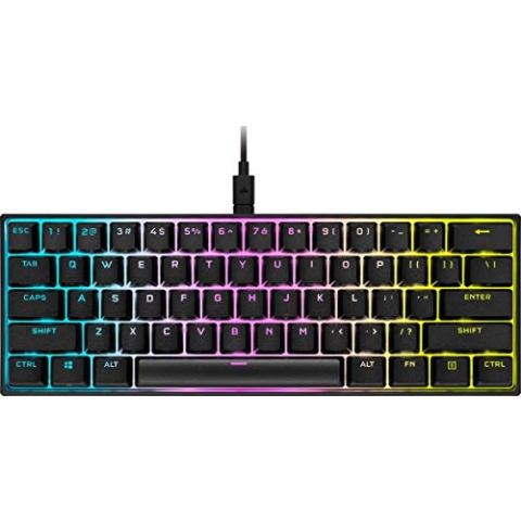 Corsair K65 RGB Mini 60% mechanische kabelgebundene Gaming-Tastatur – Cherry MX Red Linearschalter – PBT Double-Shot Tastenkappen – iCUE kompatibel – QWERTY UK – PC, Mac, Xbox – Schwarz