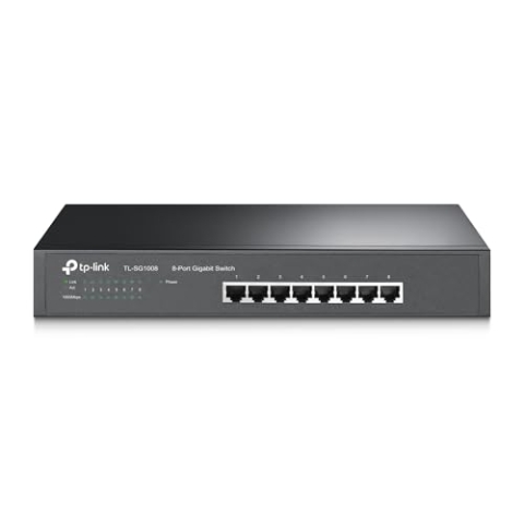 TP-Link TL-SG1008 8-Port Gigabit Ethernet Switch, Desktop/Rack-Mount, Steel Case, Lifetime Warranty, Black
