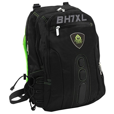 'KEEPOUT bk7gxl Faux Leather, Nylon Black/Green Backpack – Backpacks (Faux Leather, Nylon, Black, Green, Monotonie, Unisex, 43.2 cm (17), Front Pocket, Side Pocket)