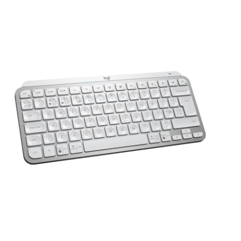 Logitech MX Keys Mini Minimalistische kabellose beleuchtete Tastatur, Bluetooth, Hintergrundbeleuchtung, USB-C, kompatibel mit Apple macOS, iOS, Windows, Linux, Android, UK Englisch QWERTY, Hellgrau