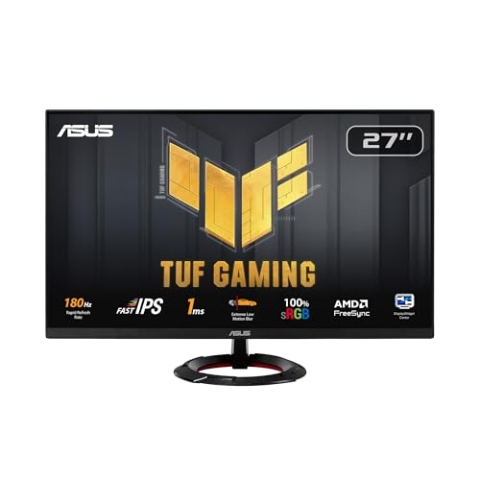 ASUS TUF Gaming VG279Q3R - 27 Zoll Full HD Monitor - 180 Hz, 1ms GtG, G-Sync, FreeSync, Adaptive Sync, ELMB, GameFast Input - Fast-IPS Panel, 16:9, 1920x1080, DisplayPort, HDMI, Speaker