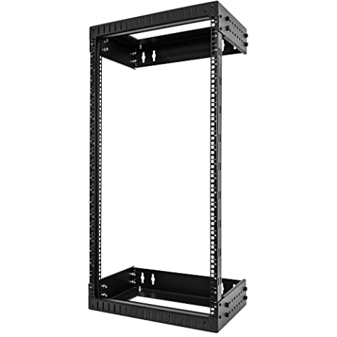 StarTech.com 2-Pfosten 21HE Heavy-Duty Wandmontage Netzwerk-Rack, 19" Open Frame Server Rack mit Einstellbarer Tiefe, Wandmontage Daten-Rack für IT/AV/Patch Panele/Computer (RACK-21U-20-WALL-OA)