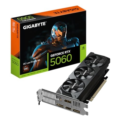 Gigabyte GeForce RTX 5060 OC Low Profile 8G Grafikkarte - 8GB GDDR7, 128bit, PCI-E 5.0, 2512 MHz Kerntakt, 3 x DisplayPort, 1 x HDMI, GV-N5060OC-8GL