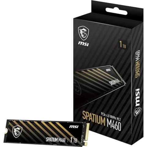 MSI SPATIUM M460 PCIe 4.0 NVMe M.2 1TB - Interne Solid-State-Festplatte, 5000 MB/s Lesen und 4500 MB/s Schreiben, 3D NAND, integrierte Datensicherheit, Center, 600 TBW