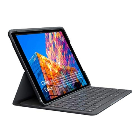 Logitech SLIM FOLIO iPad Air (3. Generation) Tastatur-Case mit integrierter kabelloser Tastatur (Modell: A2152, A2123, A2153, A2154), Deutsches QWERTZ-Layout - Graphit
