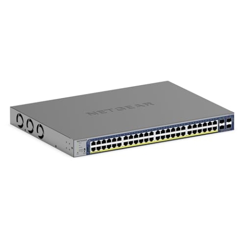 NETGEAR 52-Port PoE Gigabit Ethernet Smart Switch (GS752TXP) Managed, mit 48 PoE+ bei 380 W, 4 10G-SFP+, optionales Insight Cloud Management, Wand- oder Rack-Befestigung und eingeschränkte Garantie