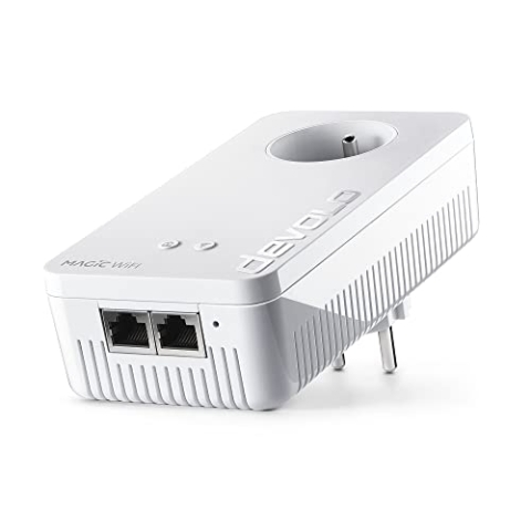 devolo Magic 2 - Einzeladapter 2400 WiFi ac: weltweit schnellste Erweiterungsadapter mit Bester Mesh Wi-Fi ac-Funktion, ideal für Übertragungsstreamung (2400Mbit/s, 2X Gigabit LAN-Anschlüsse)