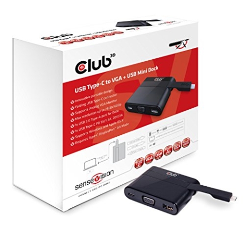 Club 3D USB Typ-C auf VGA + USB 3.0 + USB Typ C Charging Mini Dock