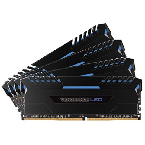Corsair Vengeance LED 32GB (4x8GB) DDR4 3000MHz C16 XMP 2.0 Enthusiast LED-Beleuchtung Speicherkit - Schwarz mit Blau LED Beleuchtung
