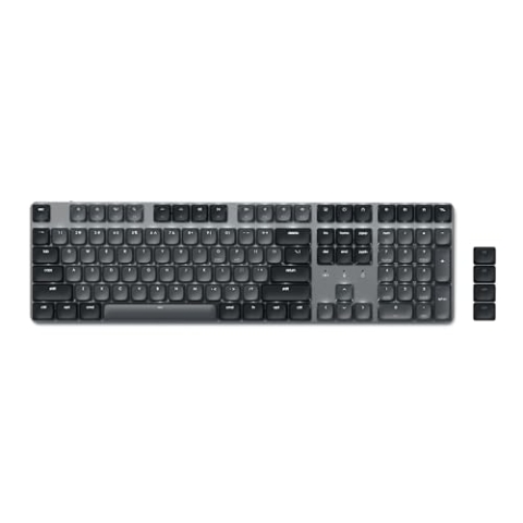 SATECHI SM3 Mechanische Tastatur, 108-Tasten Volltastatur mit weißer LED-Hintergrundbeleuchtung, Kabelgebundene und Bluetooth-Tastatur für Mac und Windows - Dunkelgrau/Grau - US eng. Layout QWERTY