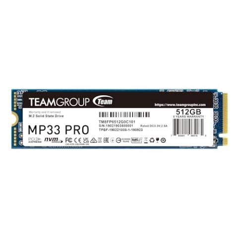 TEAMGROUP MP33 PRO 512 GB M.2 PCIe 2280 NVMe 1.3 interne SSD, bis zu 2100 MB/s Gen3x4 Solid State Drive, Terabyte Written TBW>400 TB TM8FPD512G0C101