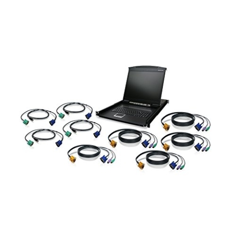 IOGEAR GCL1908KITU LCD-KVM-Schubladen-Set mit USB-KVM-Kabeln, 48,8 cm (19 Zoll)