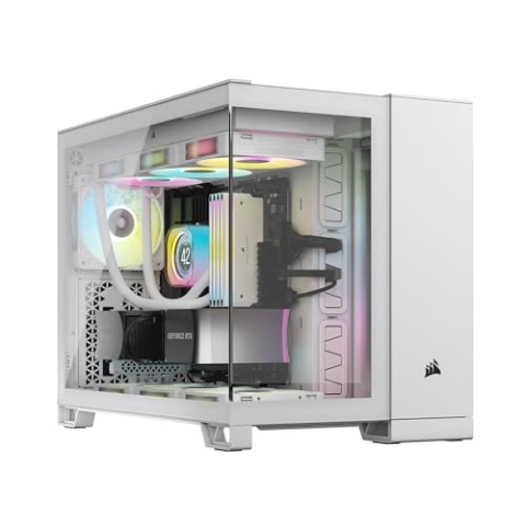 CORSAIR iCUE Link 2500X RGB gehärtetes Glas mATX Mid-Tower Dual Chamber PC Gehäuse - 2X CORSAIR RX120 RGB Lüfter im Lieferumfang enthalten - Breite Kühlflexibilität - Reverse Connection Motherboard