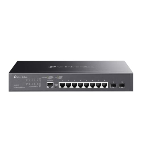 TP-Link Gigabit-Switch mit 8 Ports, L2 verwaltet mit Konsolenanschluss, 2 SFP-Steckplätze, Rackmount, begrenzter lebenslanger Schutz, unterstützt L2/L3/L4 QoS, IGMP und LAG, IPv6 und statisches