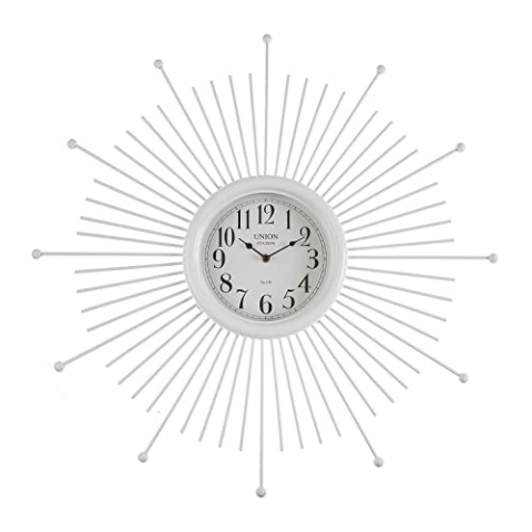Versa Maputo Dekorative Wanduhr für die Küche, das Wohnzimmer, Esszimmer oder Schlafzimmer, Maßnahmen (H x L x B) 6,5 x 68 x 2,4 cm, Metall, Farbe: Weiß
