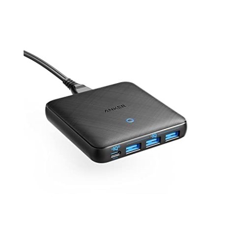 Anker 65W 4-Port PIQ 3.0 & GaN Schnellladenetzteil, PowerPort Atom III Ladegerät, 45W USB-C Anschluss, Für MacBook, Laptop, iPad Pro, iPhone 15, Galaxy, Pixel
