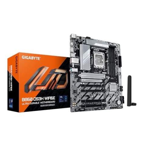 GIGABYTE B860 DS3H WIFI6E Mainboard - Intel Core Ultra CPUs, 8+1+2+2 Phasen VRM, bis zu 9066MHz DDR5, 1xPCIe 5.0 + 1xPCIe 4.0 M.2, 2,5 GbE LAN, WiFi 6E, USB 3.2 Gen 2x2