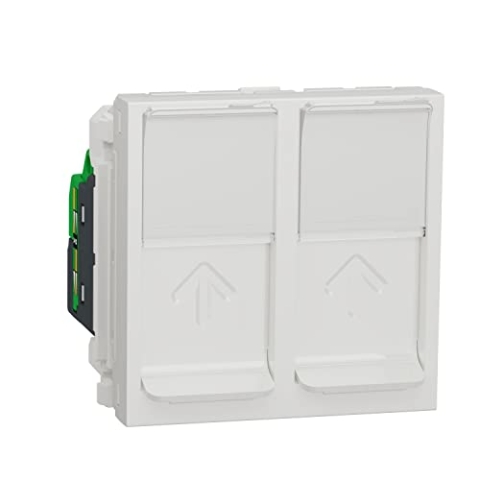 Schneider Electric NU342018 Unica RJ45 Doppelstecker, Kategorie 5, UTP, 2 Mod, Weiß
