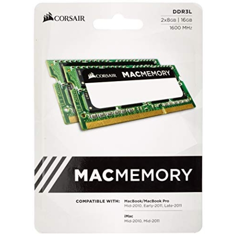 Corsair Mac Memory SODIMM 16GB (2x8GB) DDR3L 1600MHz CL11 Speicher für Mac-Systeme, Apple-Qualifiziert - Schwarz