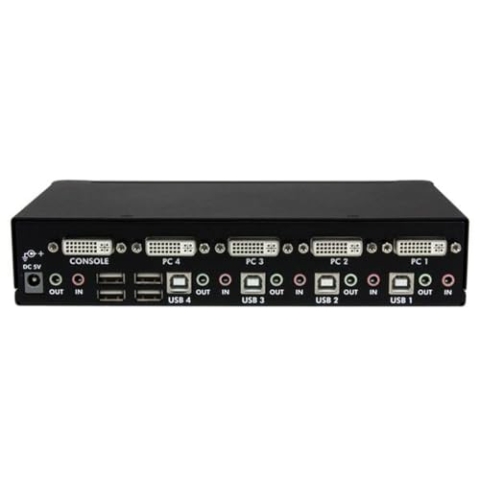 StarTech.com 4 Port Dual Link DVI USB KVM Switch mit Audio - Hochauflösender DVI KVM Desktop Umschalter